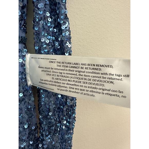 New Mac Duggal Blue Sequin Embellished V-Neck Evening Dress 5510 Size 8 - Picture 7 of 13